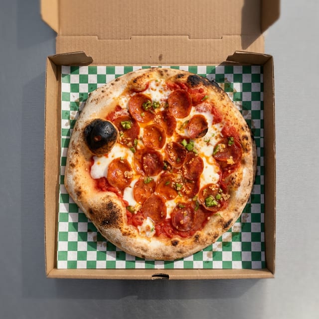 Spicy Garlic Pepperoni Pizza.